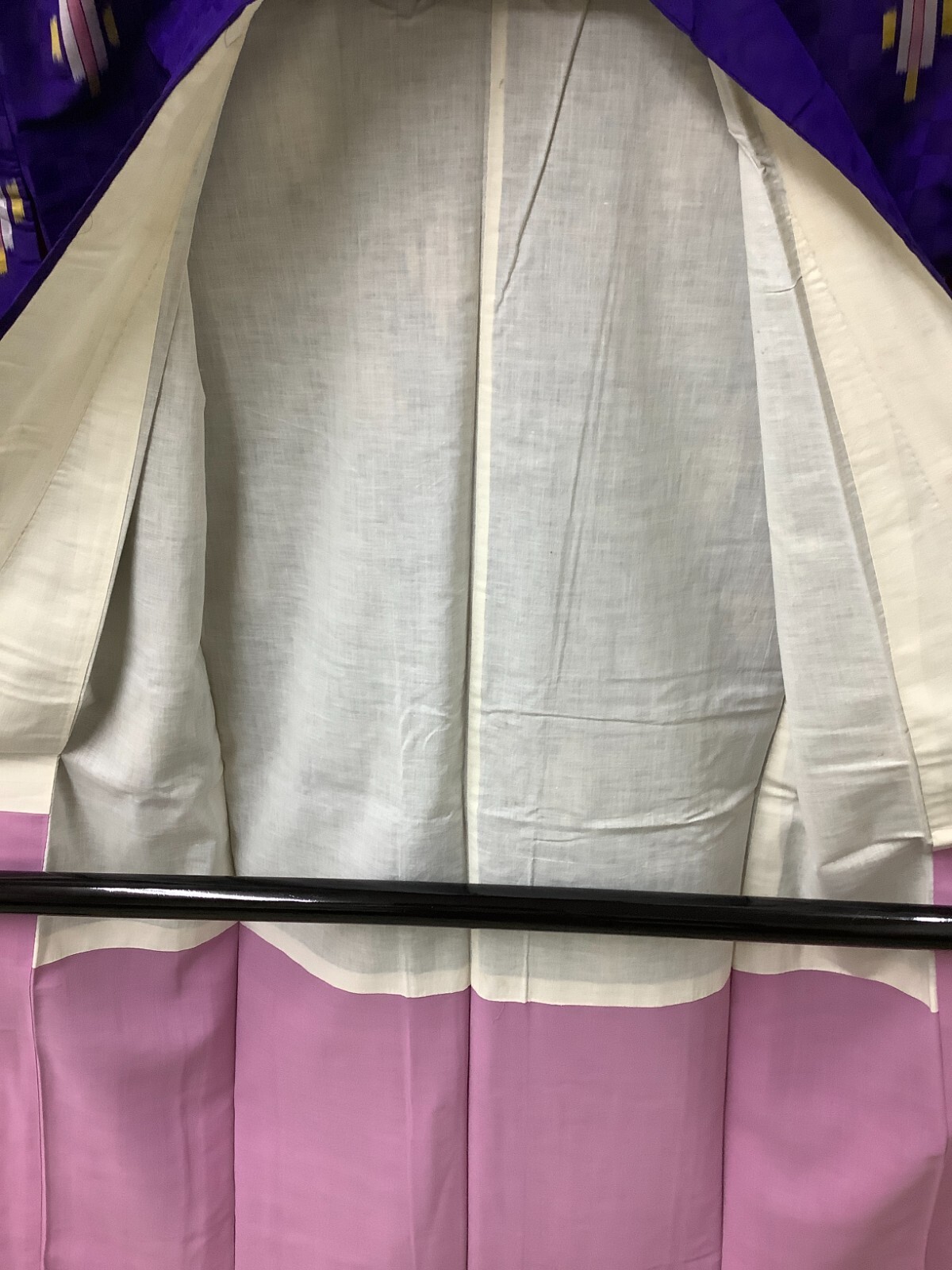 Japanese Vintage Kimono polyester blue purple tradition Height 59.84inch