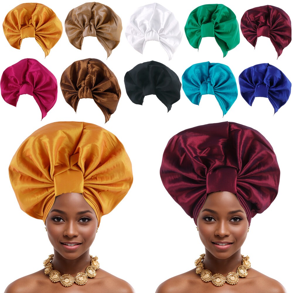 African Women Hijab Headtie Nigerian Auto Gele Wedding Party Hat Turban Aso Oke