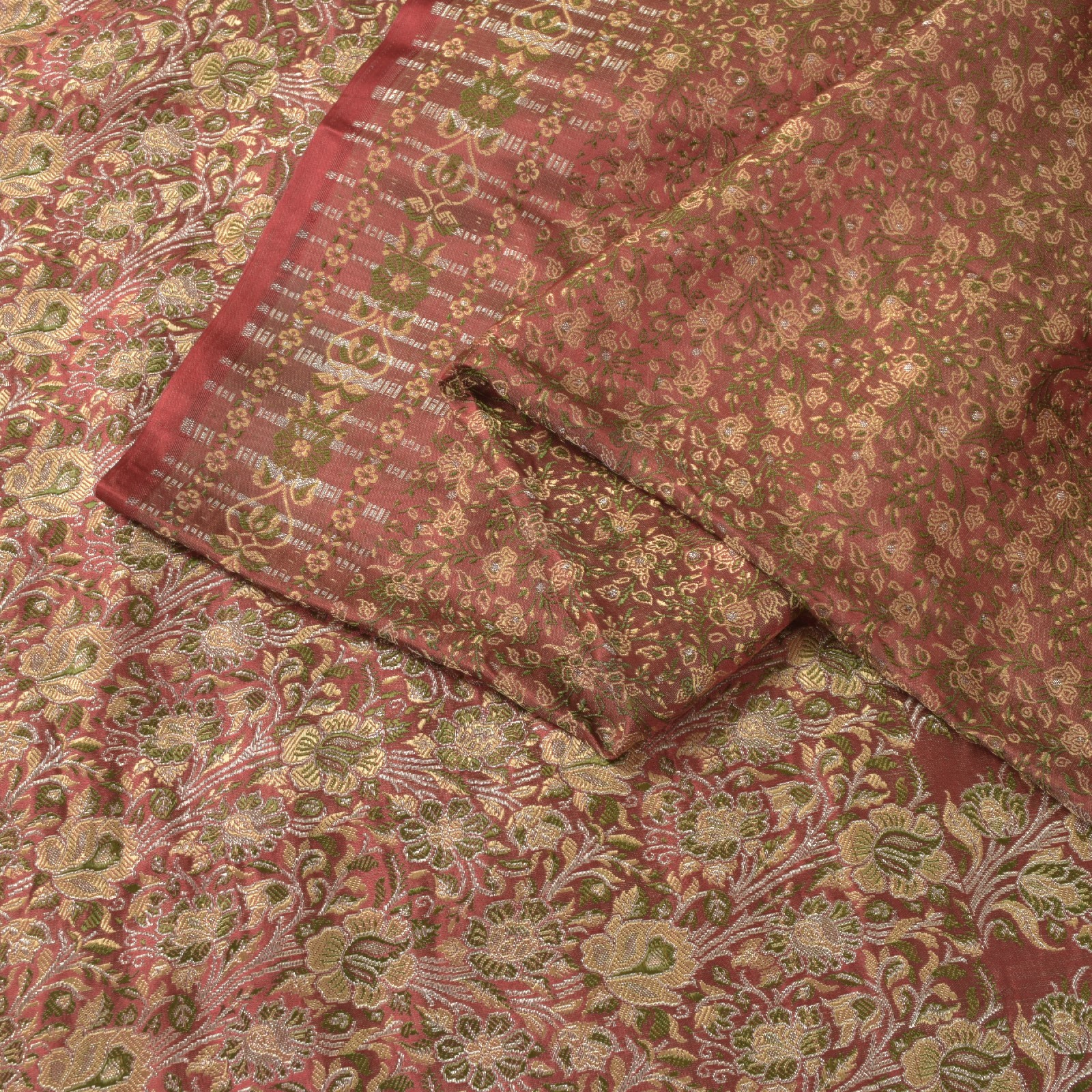 Sanskriti Vintage Pink Pure Silk Saree Banarasi Brocade Tanchoi Hand-Woven 5+Yd