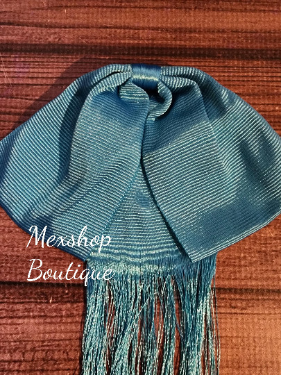 Economic Charro Mexican Bow Tie Handmade for Mexican Tailors, Color Turquoise