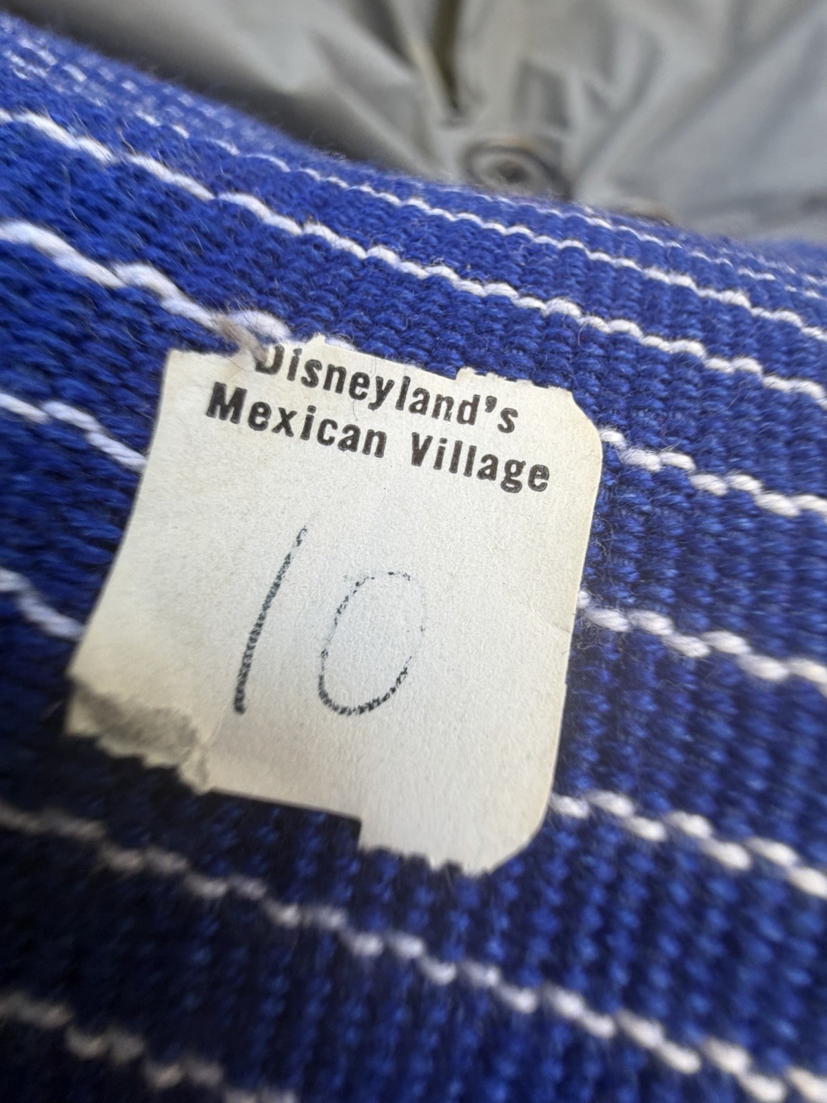 Vintage Mexican Huipil Top Blue Stripes Hand Embroidery OS