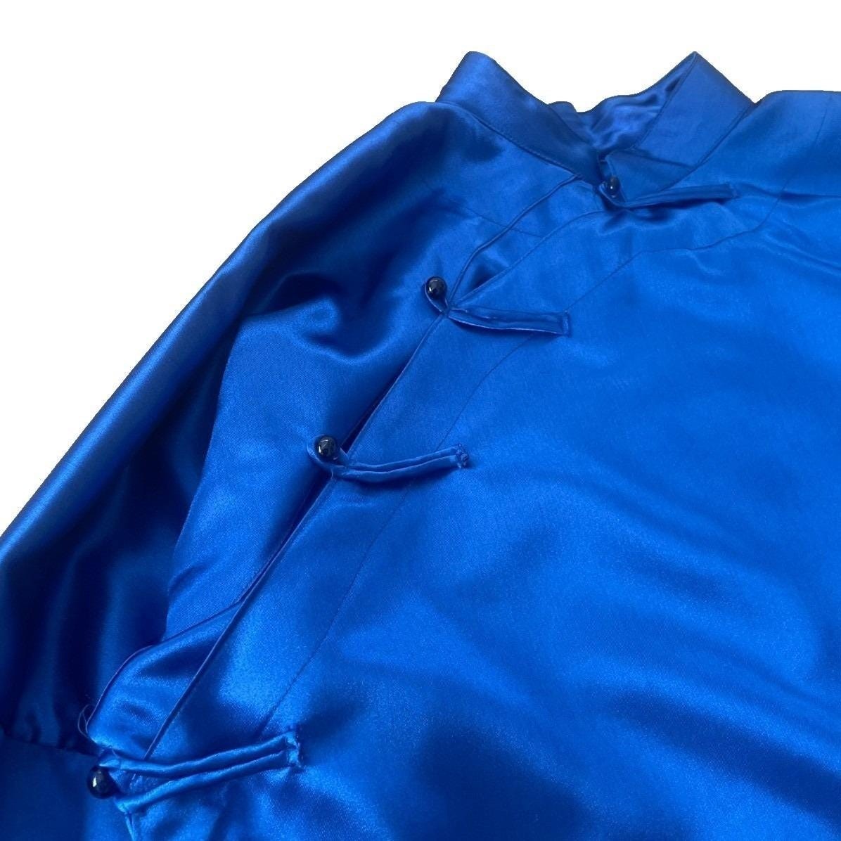 Vietnamese Traditional Ao Dai Men M/L Blue Long Robe Wedding Tet Lunar New Year