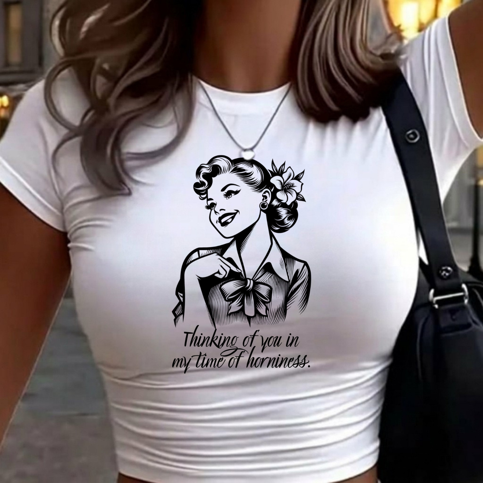 Thinking of You Retro Pinup Tee | Funny Quote Ladies T-Shirt, Girls Night Out