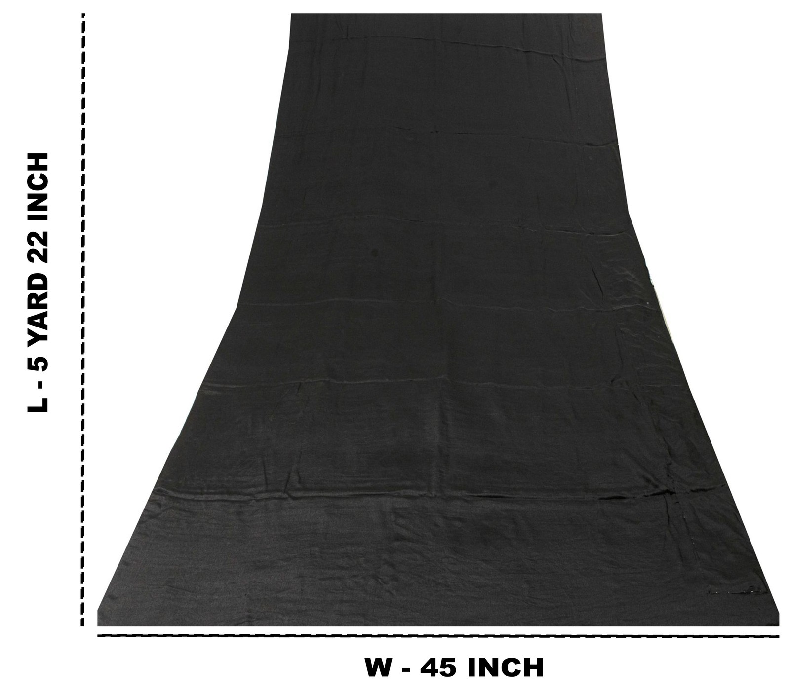 Sanskriti Vintage Saree Solid/Plain Black Pure Crepe Sari 5.5+Yard Craft Fabric