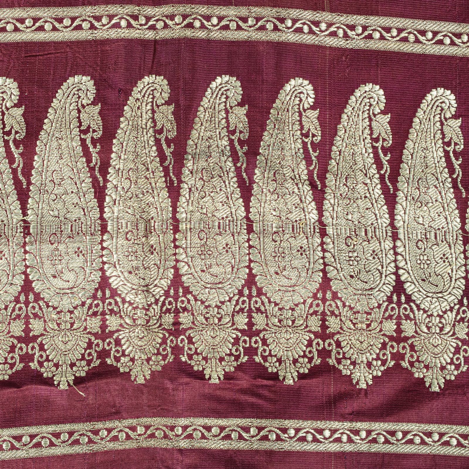 Sanskriti Vintage Cream Pure Satin Saree Banarasi Brocade Zari Hand-Woven Sari