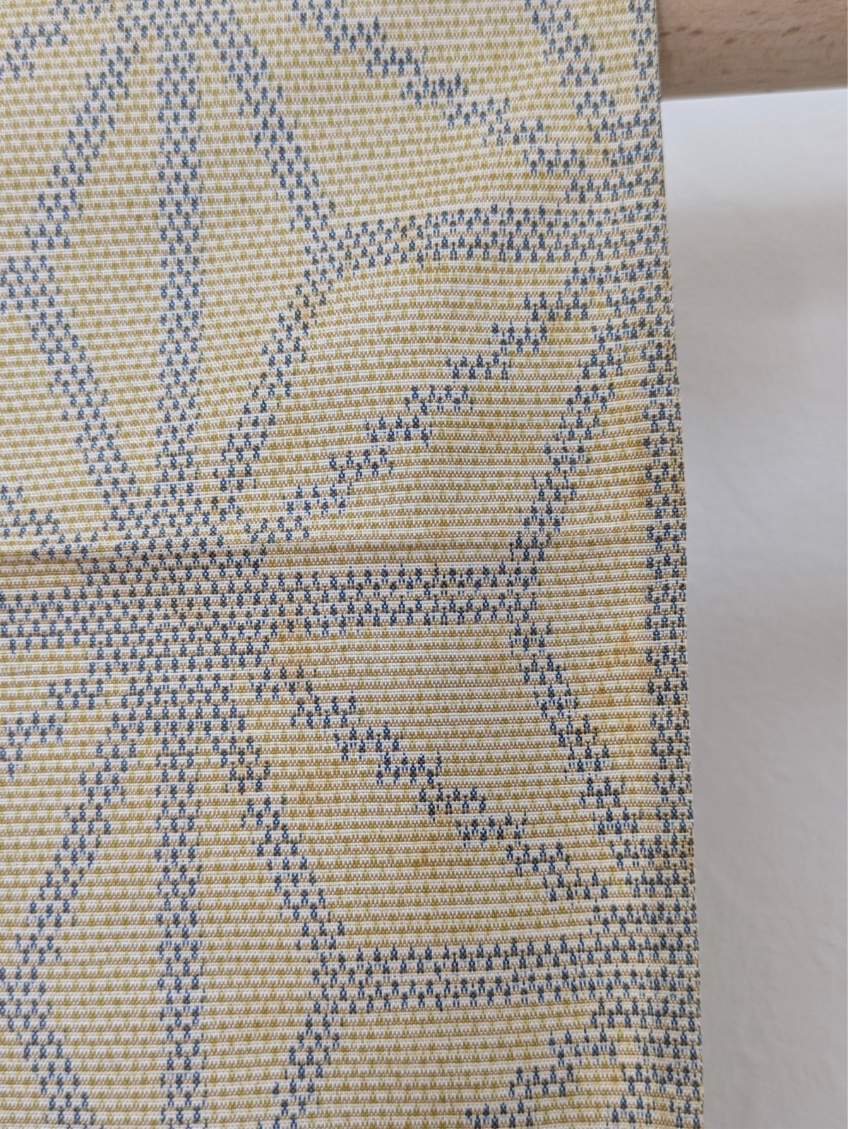Vintage Japanese Kimono Silk Hitoe Beige Asanoha Kasuri Ikat Pattern Textile Art