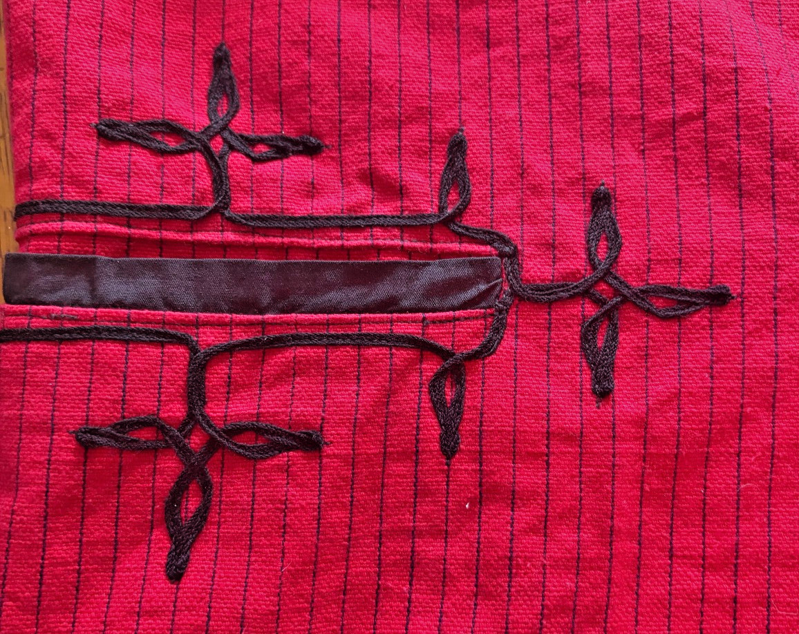 Vintage Guatemalan Red Solola Jacket Hand Woven Embroidered Cotton, Men’s Small