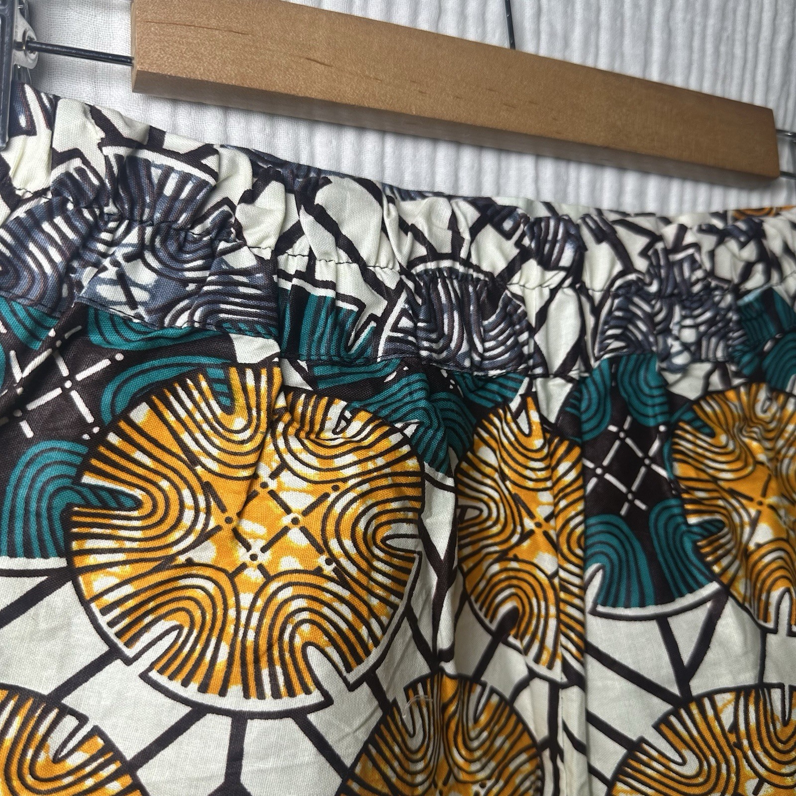 Grass Fields Ankara African Wax Spirals SHORTS Womens-10-Elastic-High Quality