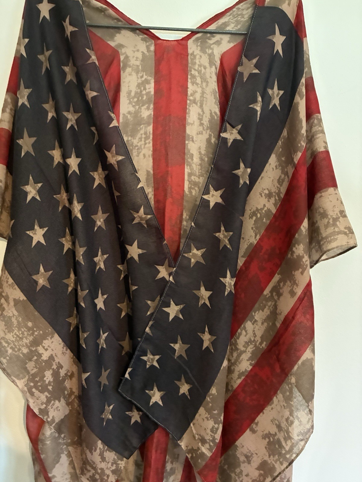American Flag Vintage Stars & Stripes Kimono Duster Wrap Multi Reg Plus OS NEW