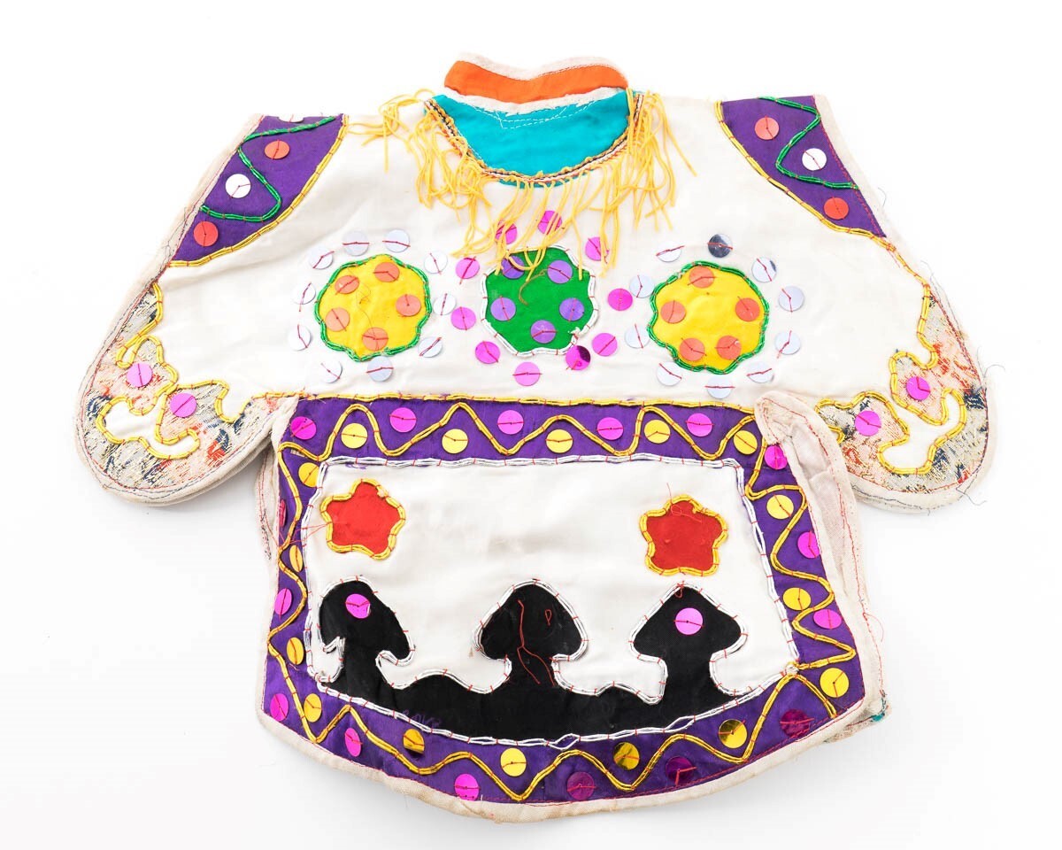 Traditional Tibetan Mongolian Children’s Clothing Embroidered Silk Shirt Sequins