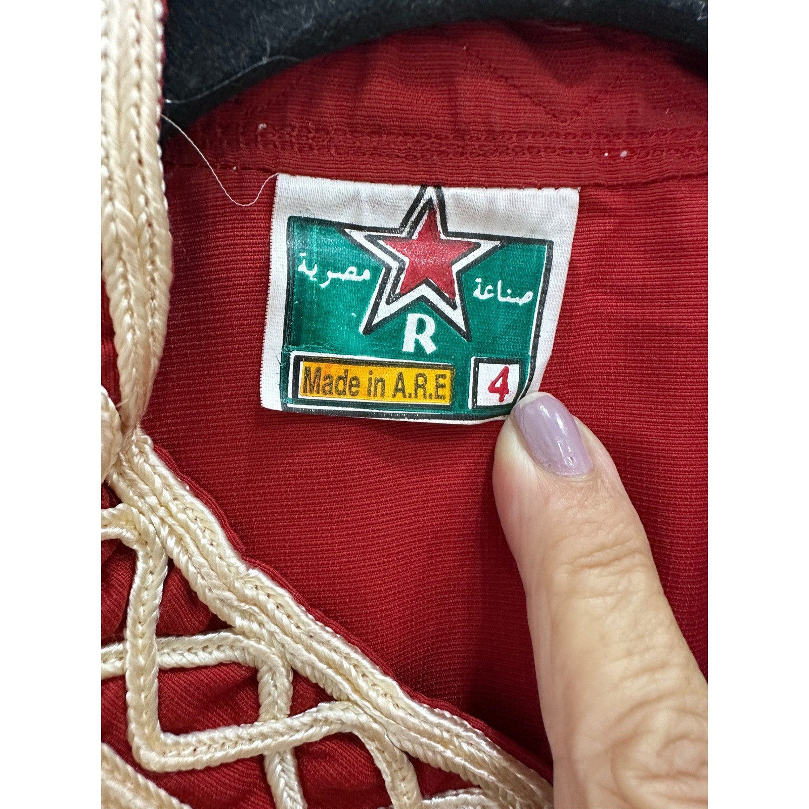 Made in A.R.E. Galabeya Robe Unisex Size 4 Red Good Embroidered Ethnic Egyptian