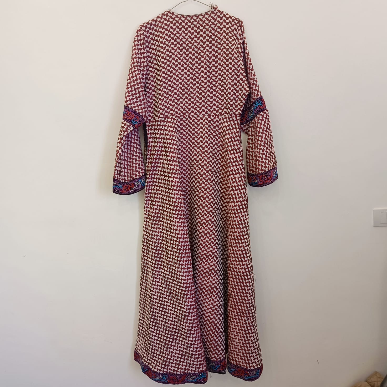 Modern Jordanian Palestinian Thobe dress Embroidery Tatreez Kaftan,red/white L