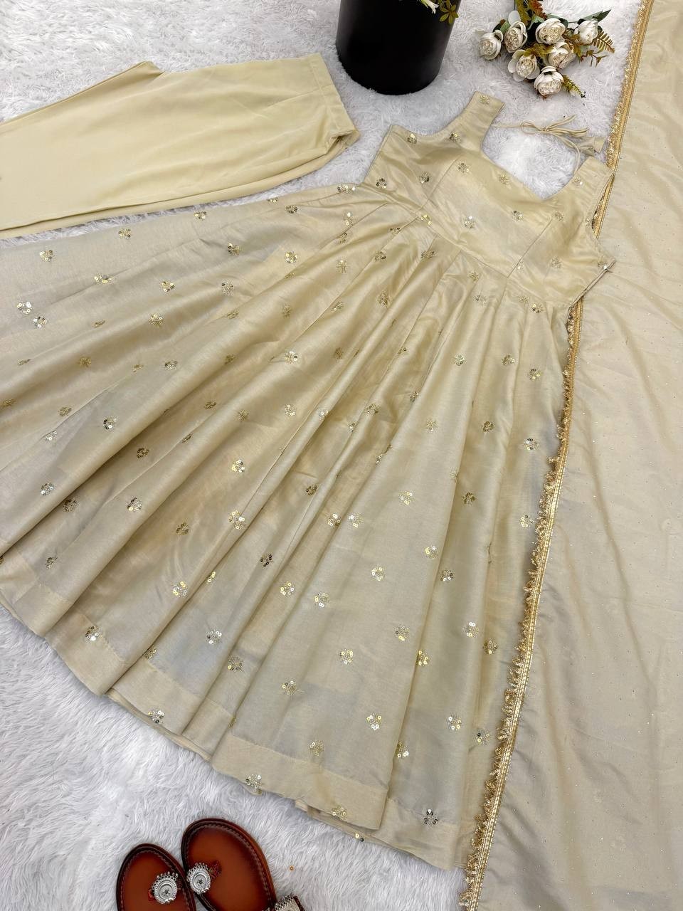 New Embroidered Cosmos Gold Salwar Kameez With Dupatta For Function & Party Wear