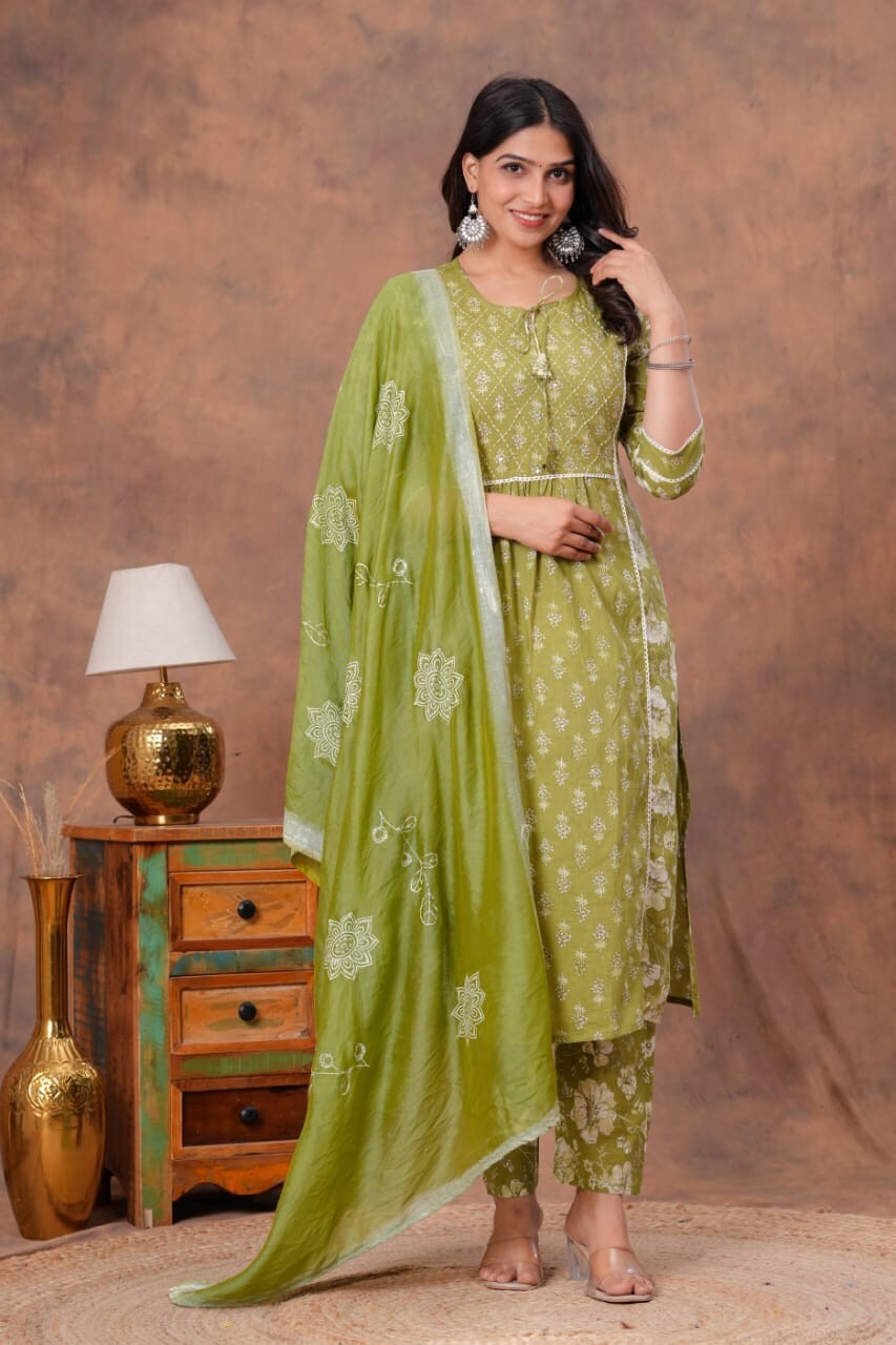Fully Readymade Side Cut Kurta Palazzo Dupatta Set Indian Stitched Salwar Kameez