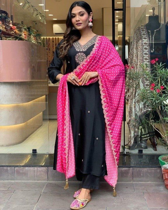 Full Stitched Pure Malai Satin Silk Indian Designer Kurti Bottom & Dupatta DH-A