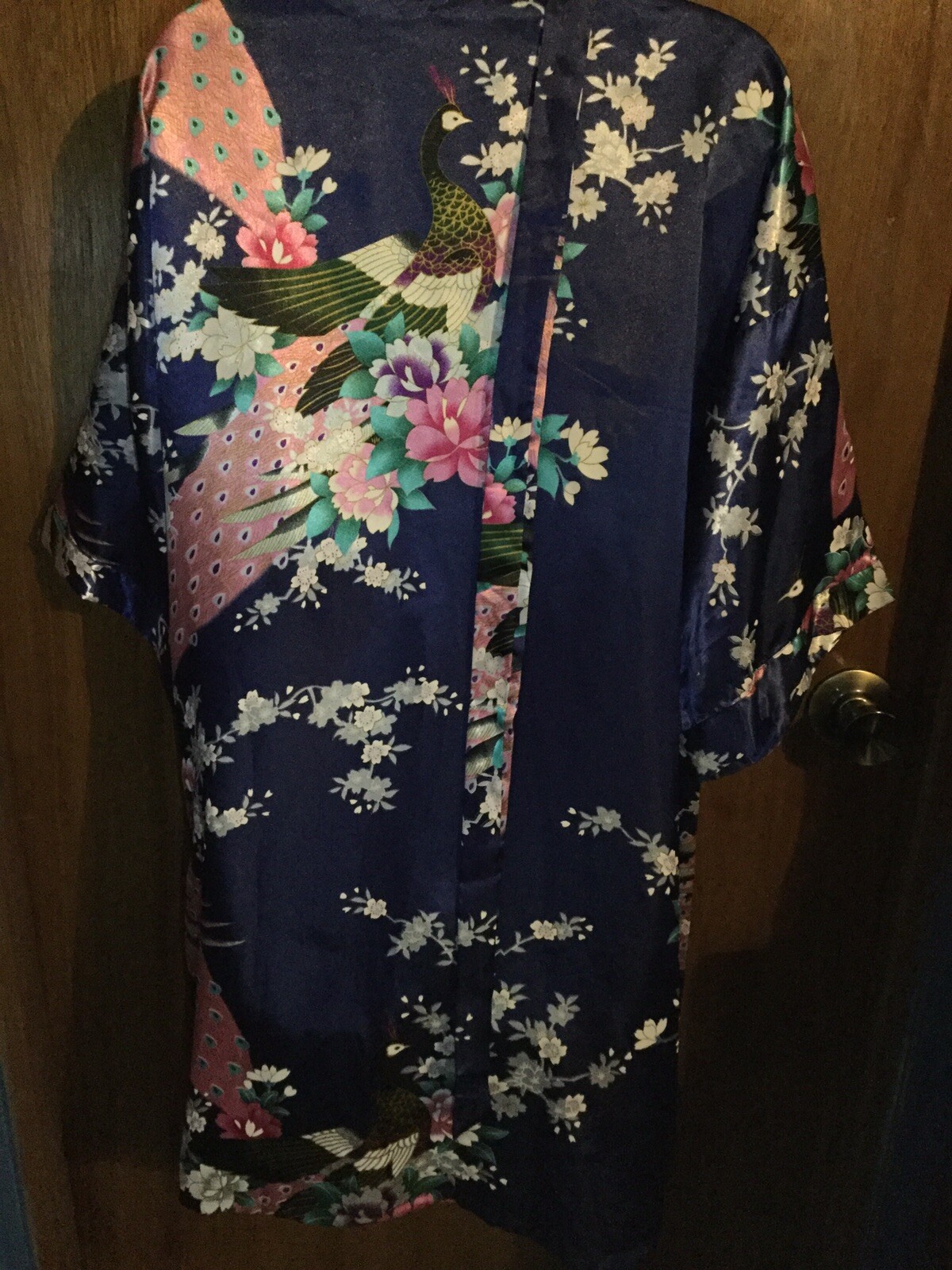 Beautiful Blue Floral Peacock Kimono ~ With Tie