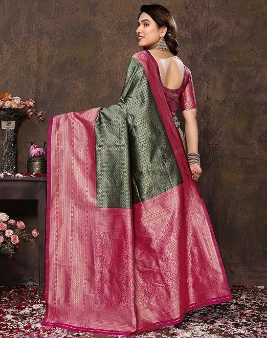 Women’s Banarasi Kanjivaram Art Silk Saree with Blouse Material