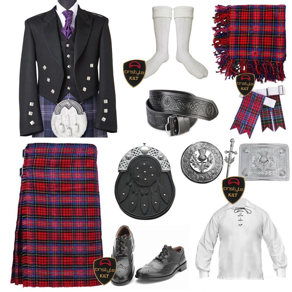 Premium Men’s McPherson Tartan Kilt Outfit 12 Piece Formal Set by ONSTYLE SPORTS