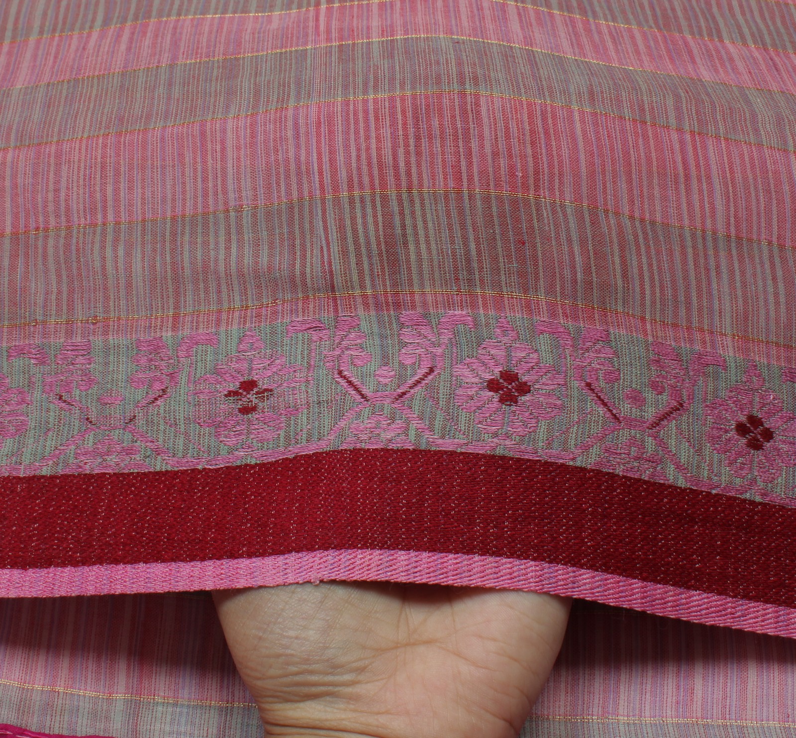 Sushila Vintage Indian Saree 100% Pure Cotton Woven Sari Craft 5 Yard Fabric