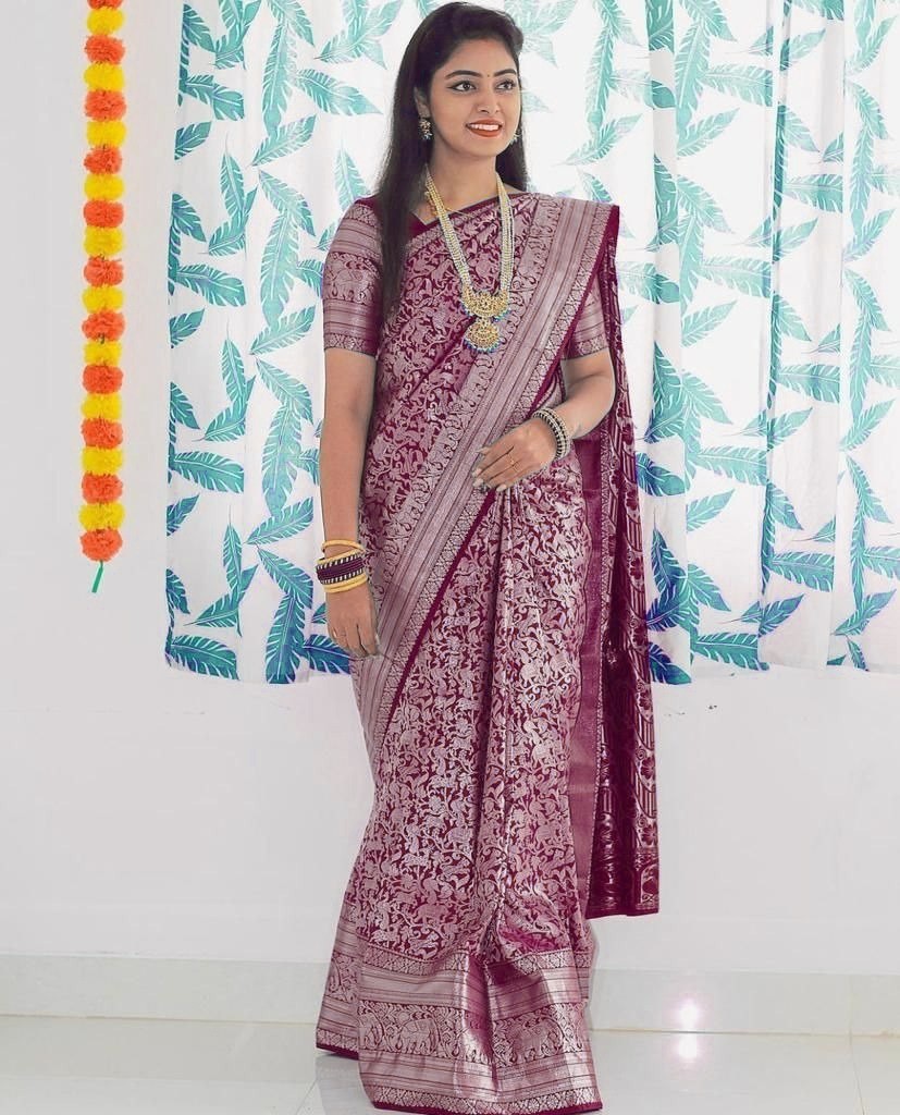 White Lichi Silk Saree with Red Blouse Indian Wedding Jacquard Border Sari