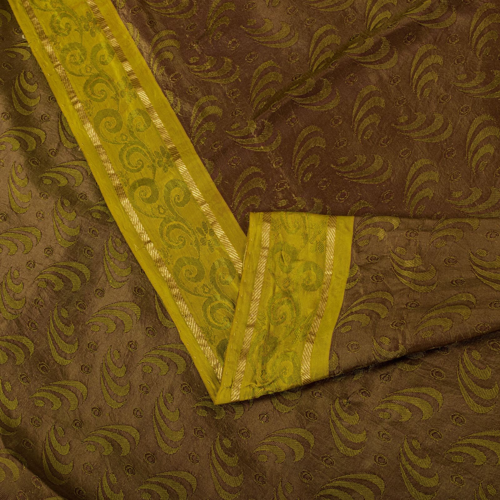 Sanskriti Vintage Saree Green Pure Silk Woven Wedding Sari 5+Yard Craft Fabric