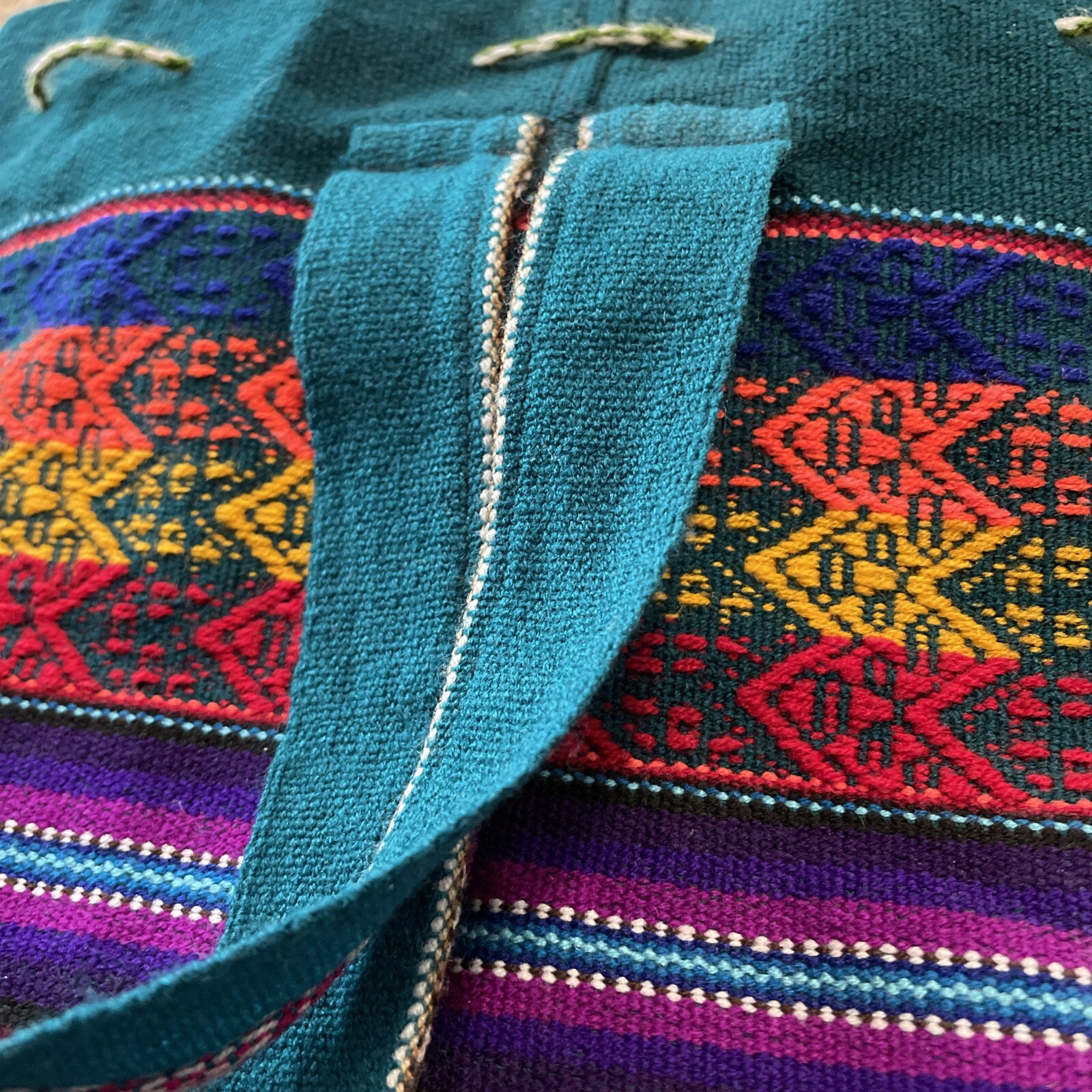 Handmade Backpack Mochila Striped Llama Colorful South American Wool Small