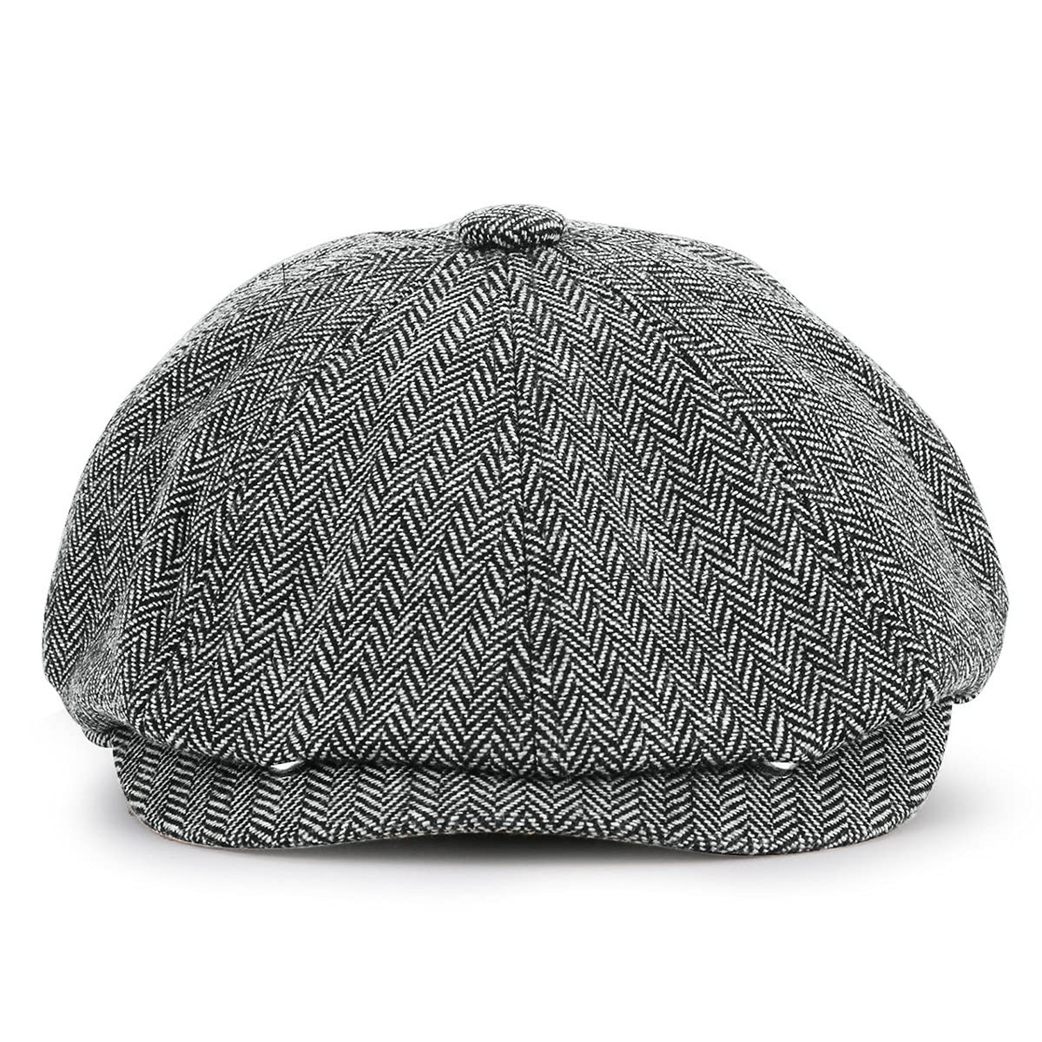 Newsboy Cap for Men Herringbone Tweed Wool Blend Vintage Flat Cabbie Cap