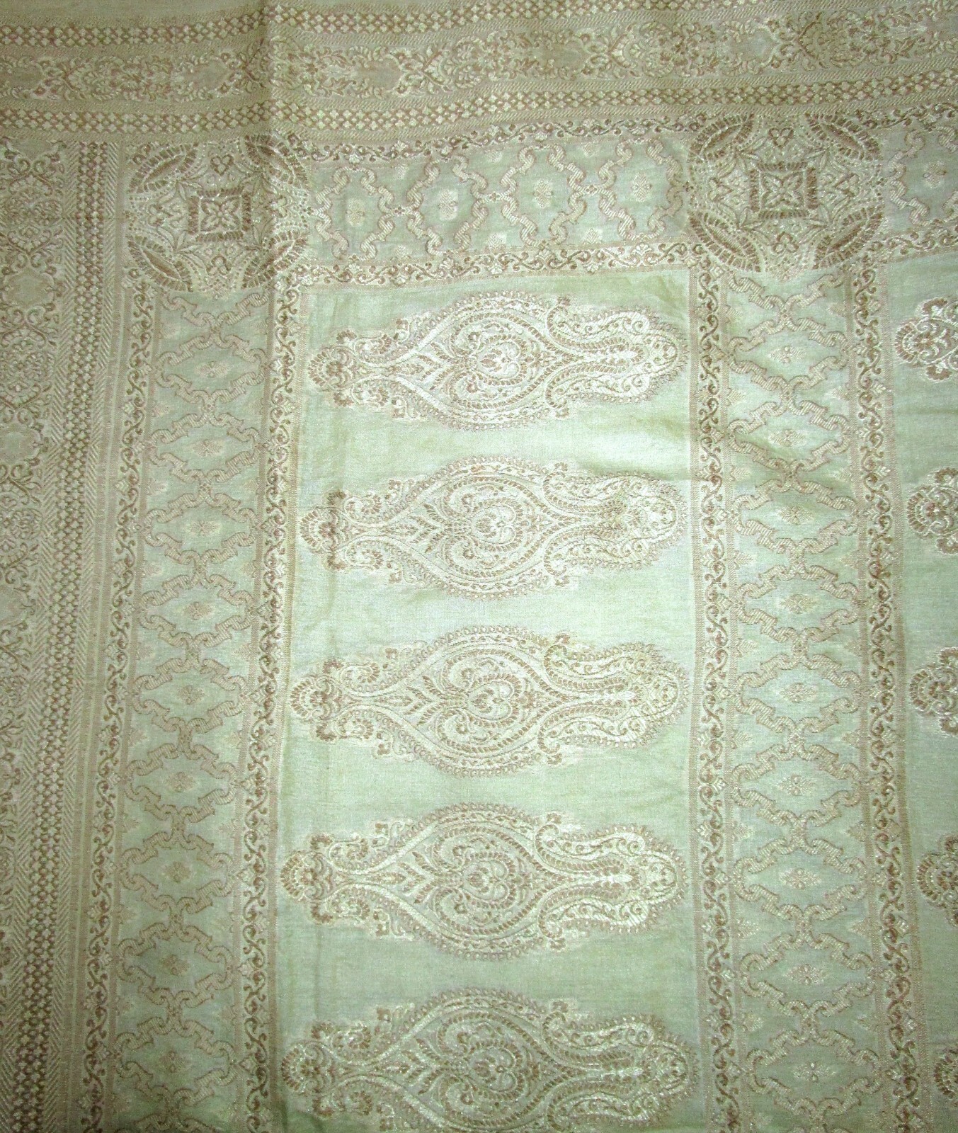 BVH WEARABLE PURE SILK Vintage Sari 5yds 22July9904 X13 E653 Pista Cream #ABCKB
