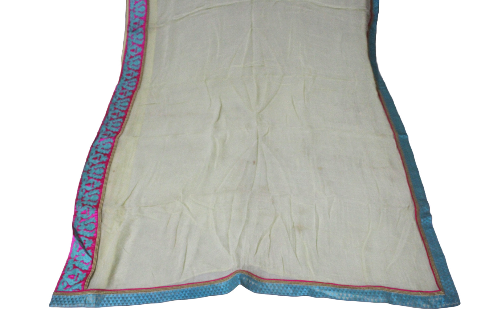 Blue Saree Printed Used Vintage Dress Women Wrap Georgette Sewing Sari Drape 5Y