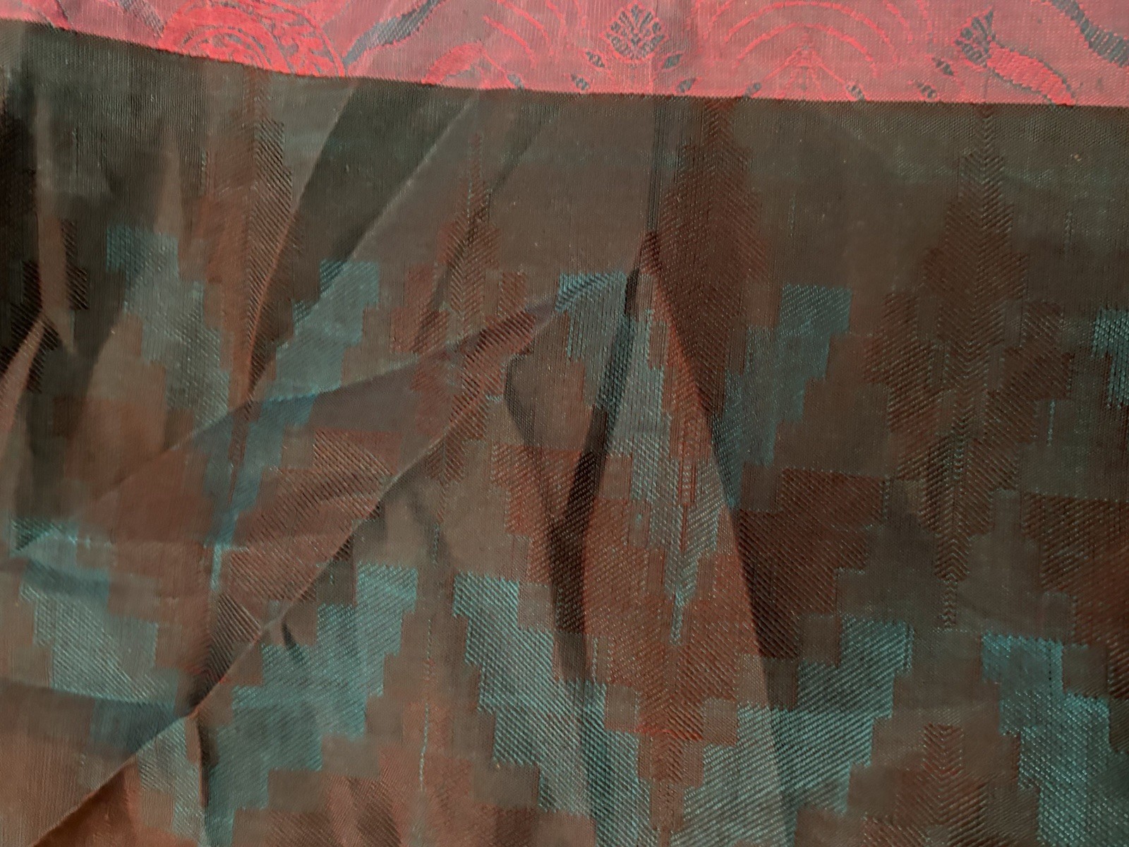 Iridescent Bollywood 100% Silk Sari ~Magenta-Deep Teal-18 Ft x46″~EXC