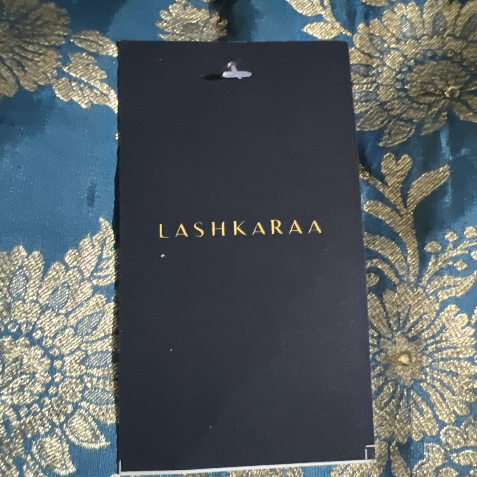 Lashkaraa Blue Gold Embroidered Brocade Saree for Women, Free Size