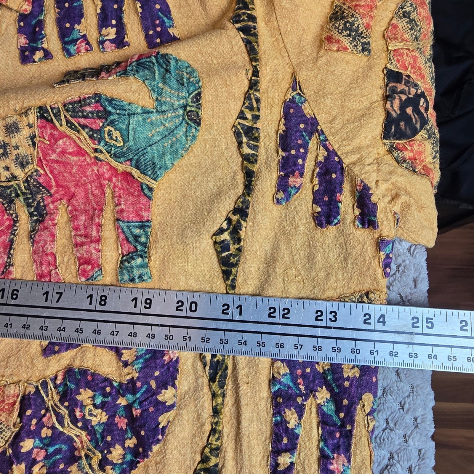 Vintage Elephant Patchwork Cotton Jacket Womens L/XL Brown Boho Toggle Button