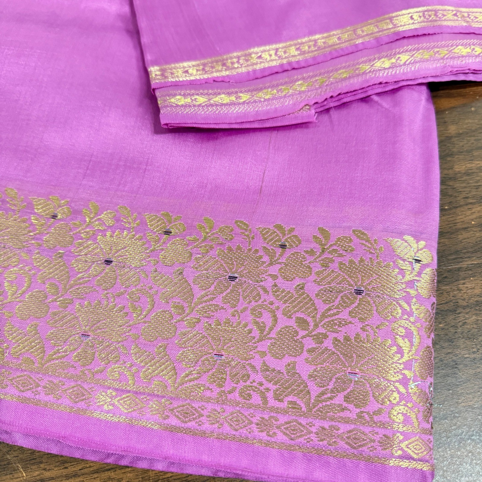NEW Indian Womens Brocade ART/Artificial Silk Sari SAREE Light Purple w/Blouse