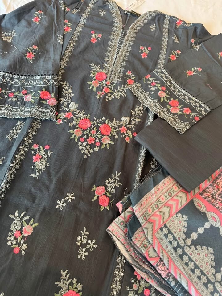 New 3pcs BINSAEED soft KHADDAR embroidered M42,
