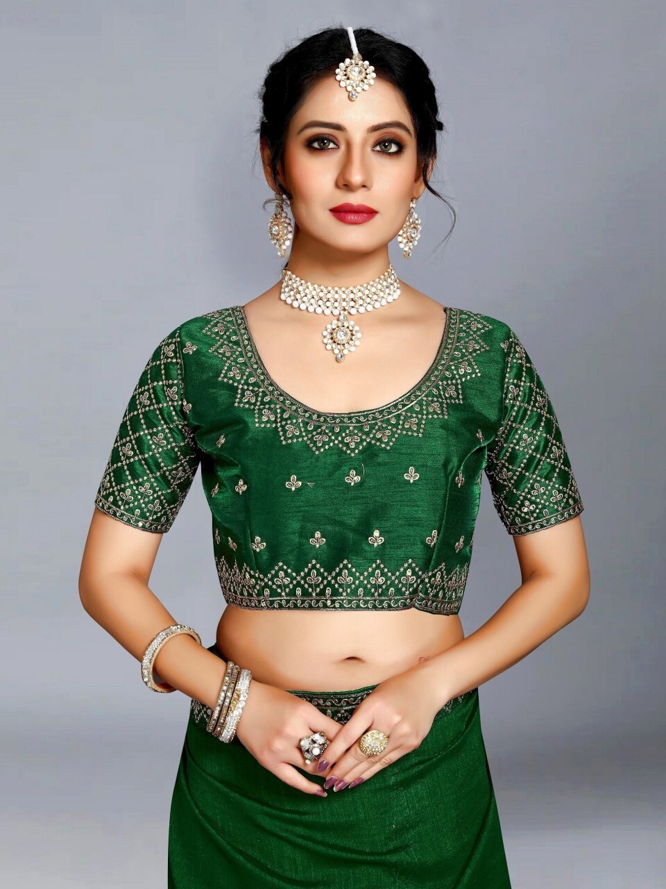 Embroidered Banarasi Pure Silk, Art Silk Saree (green)