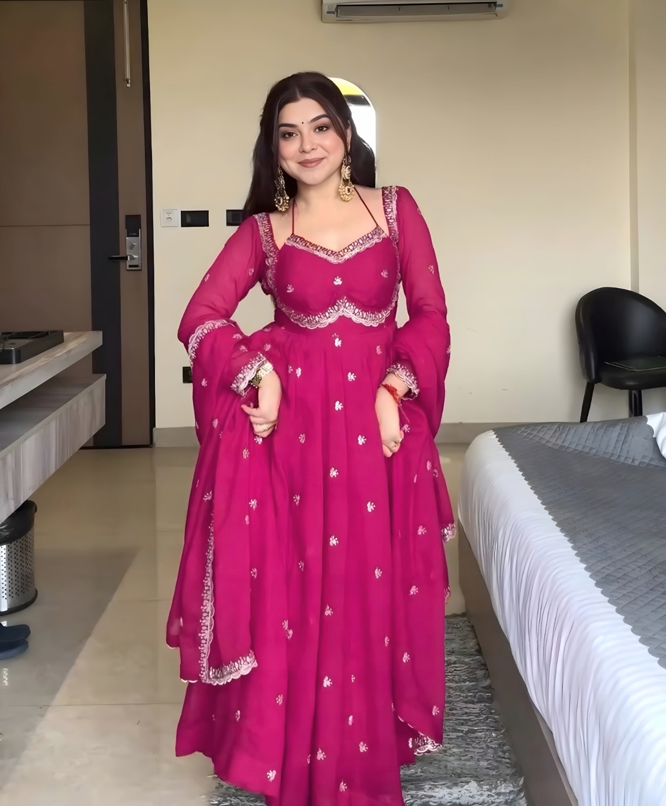 Pink color embroidered 3-Piece Suit Set for Women | Stylish Kurta