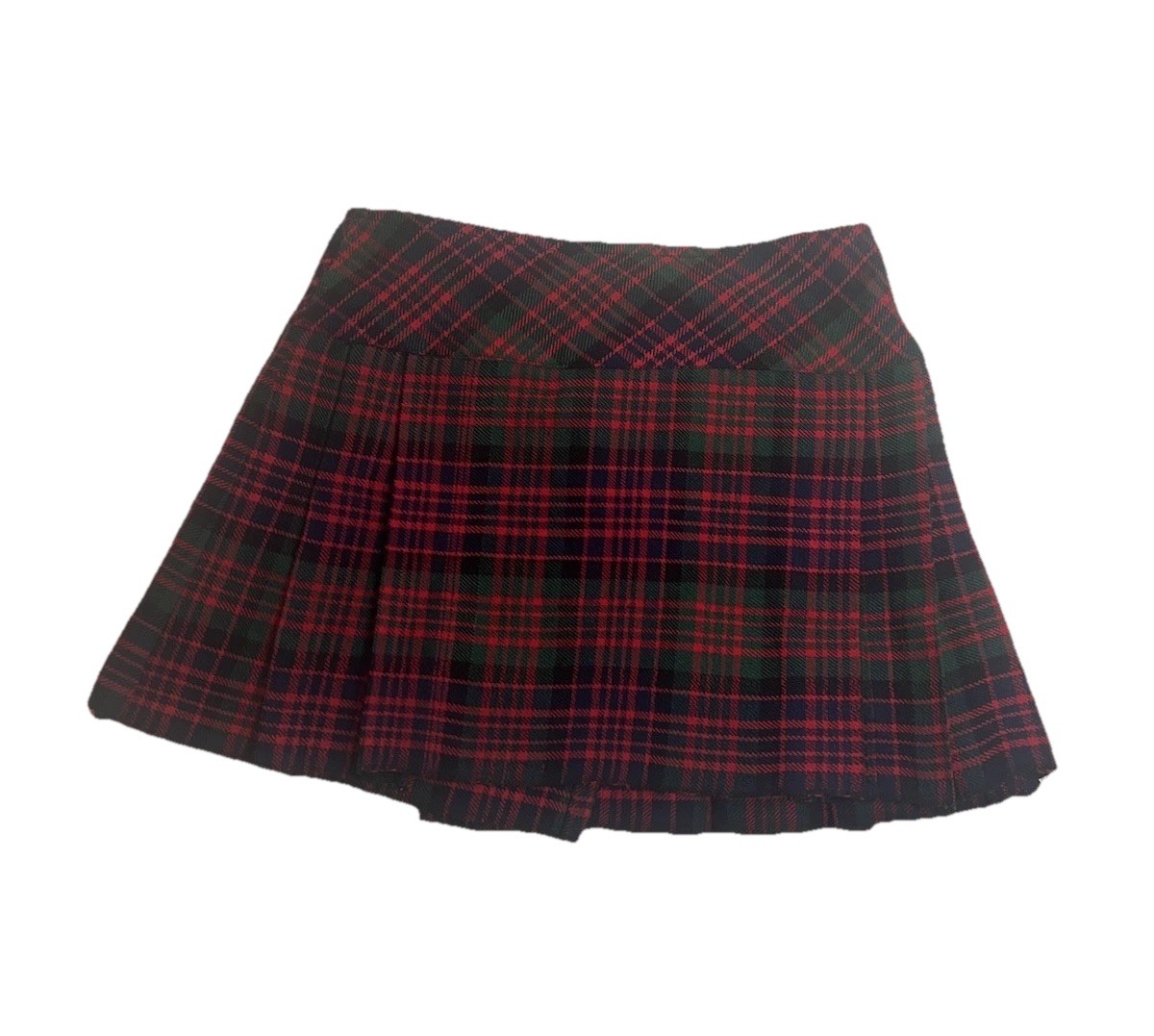 Traditional Scottish Tartan Kilt Red Green Black Plaid with Buckles Size 32 0104