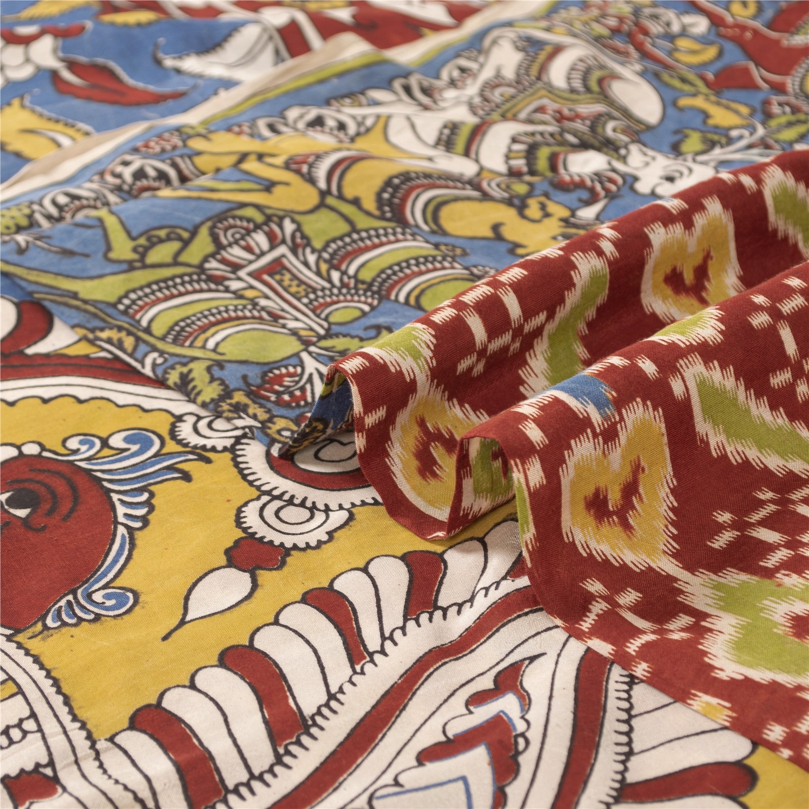 Sanskriti Vintage Dark Red Sarees Pure Cotton Handmade Kalamkari Sari 5+Ydfabric