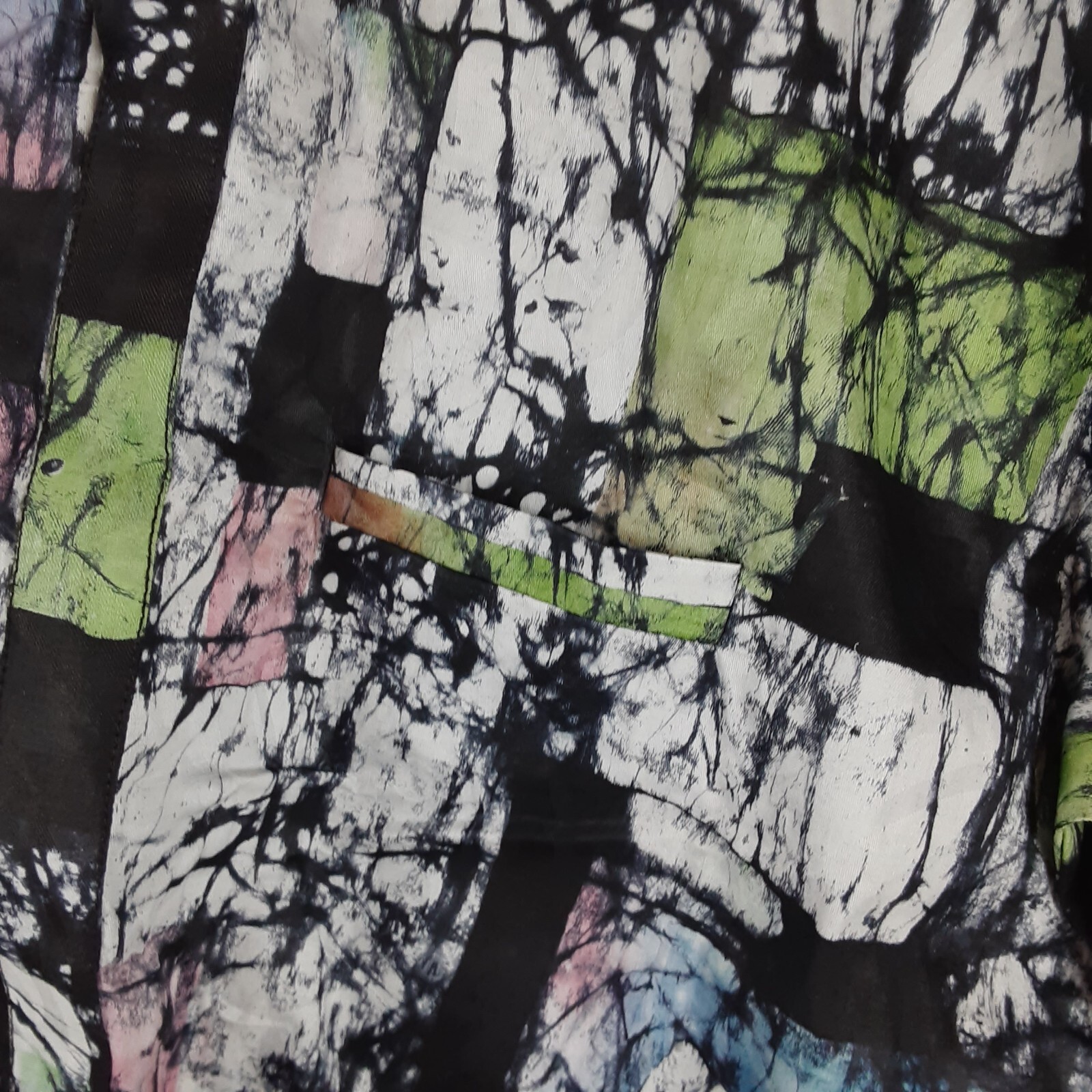 Mazino Made in Nigeria Short Sleeved Isiagu Top Multi Colored Pink Black Green