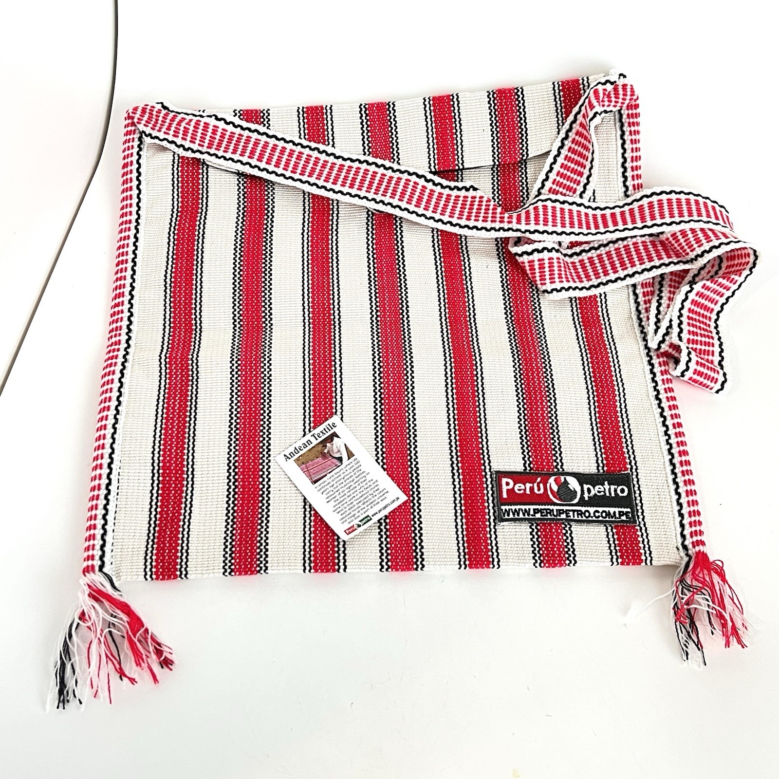 Artisan Peruvian Petro Andean Textile Crossbody Shoulder Bag Button Stripes