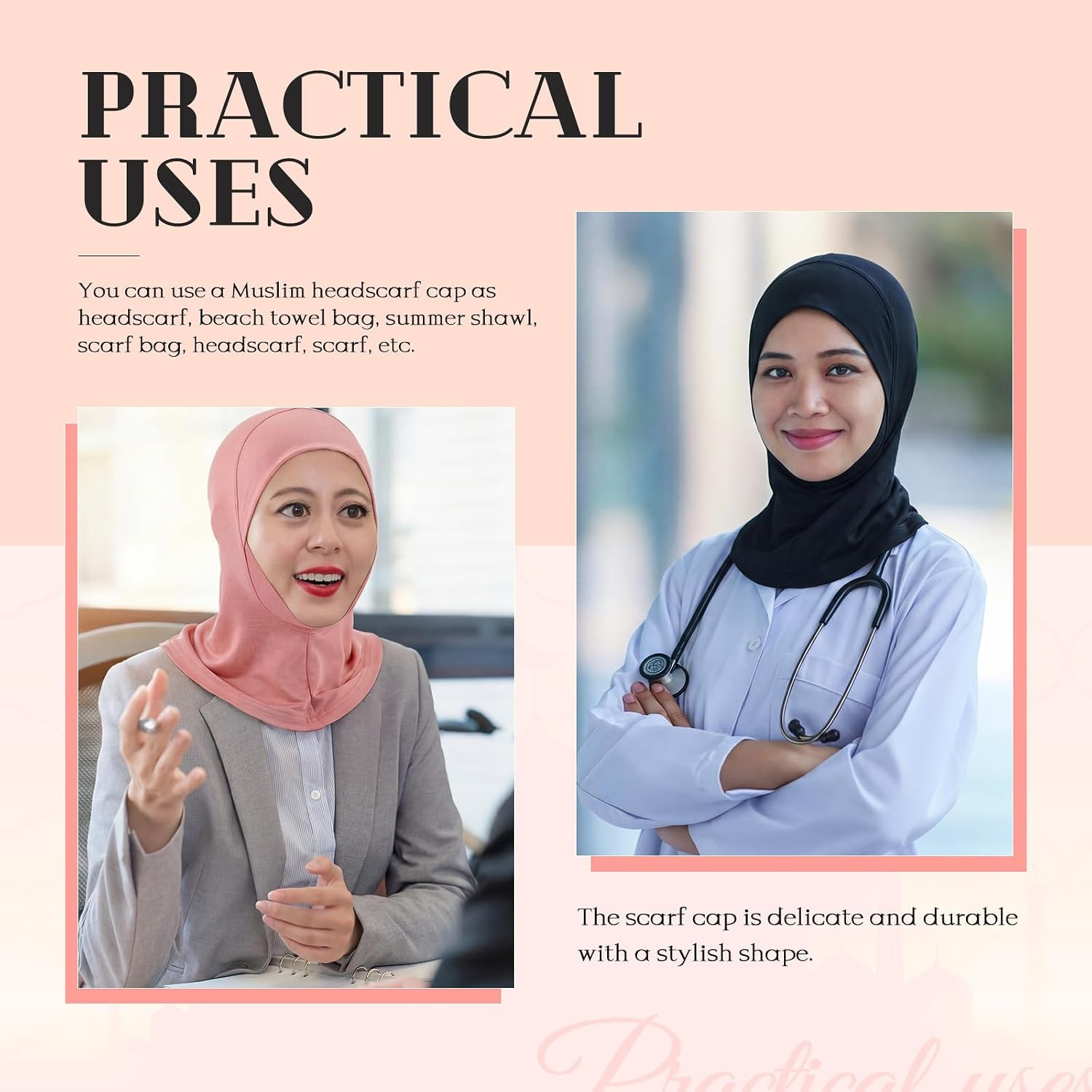 Modal Hijab Cap for Women Adjustable Muslim Stretchy Turban Full Cover Shawl Cap