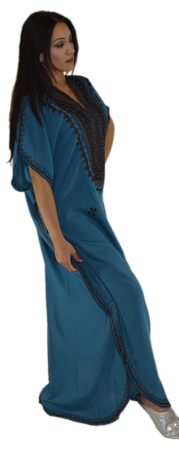 Moroccan Caftan Kaftan Women African Beach Summer Long Dress Blue