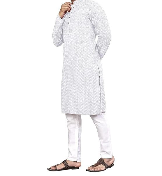 Indian Men Kurta Set Stitched Tunic Top Gents Kurta Pant with adjustable Thread