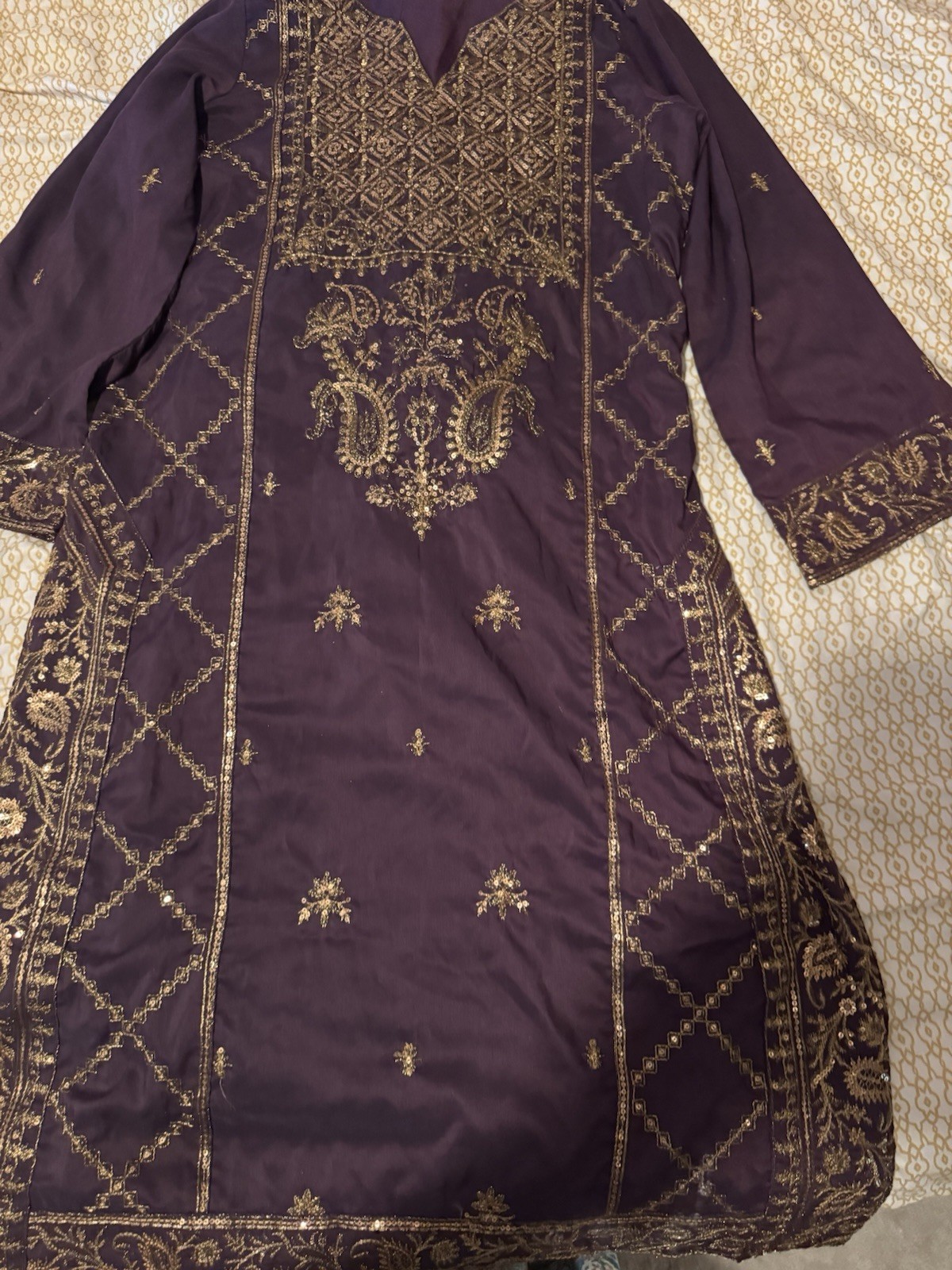 Pakistani Suit Shirt and Straight Pants 3 Piece Shirt Pants and Dupatta. Size S