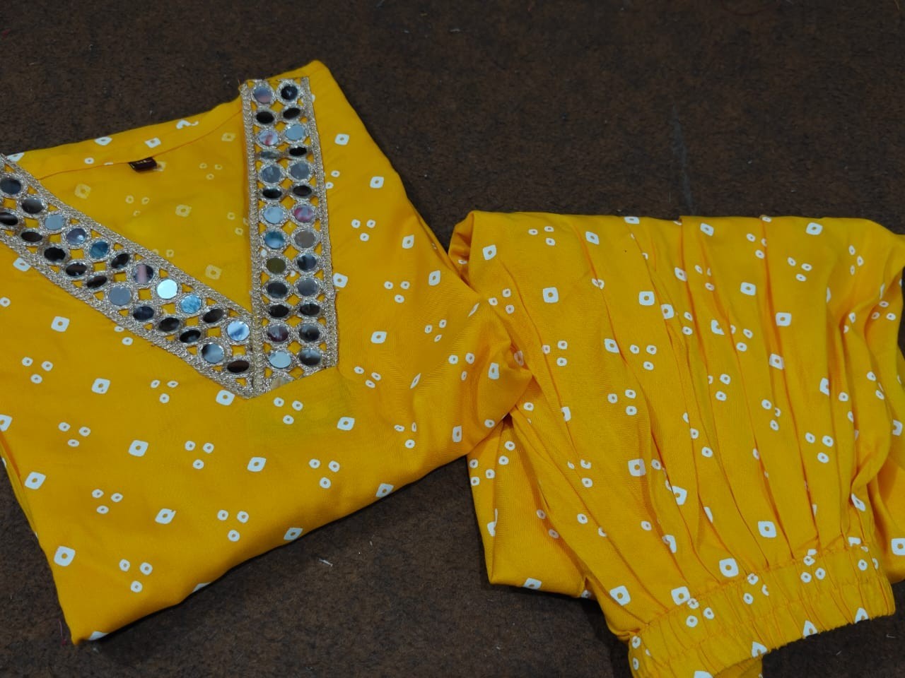 Bandhani Printed Women Kurti Cord Set Indian Party Wear Dhoti Pant Kurta Set