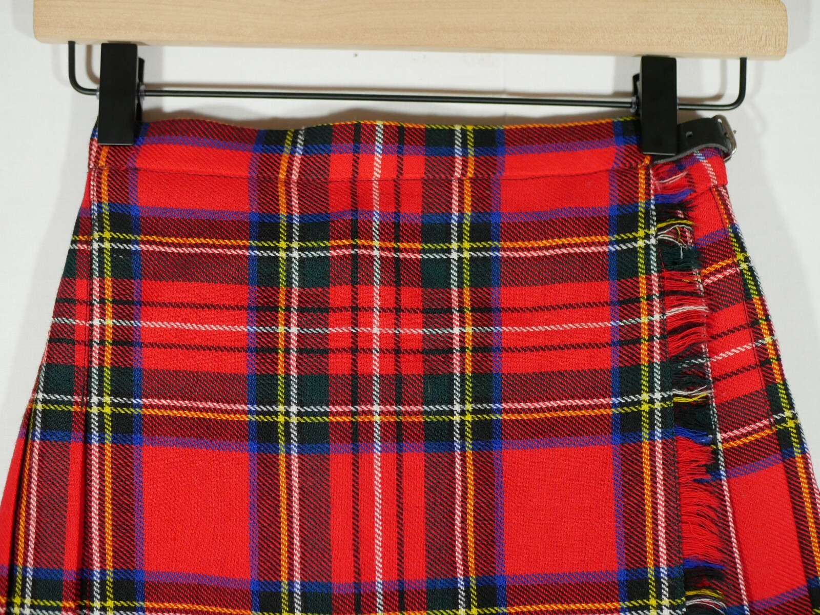Edinburgh Woollen Mill UK Pleated Kilt Skirt Pure New Wool Red Plaid Sz Age 12
