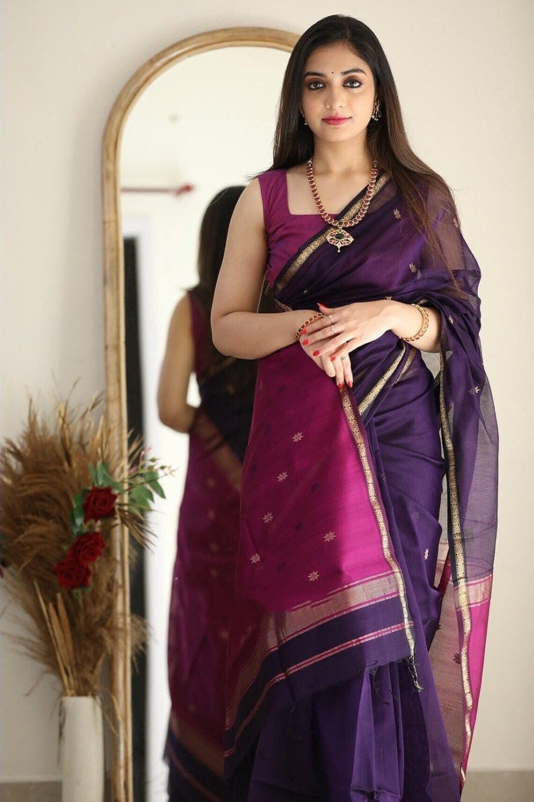 Women’s Cotton Linen Saree With Blouse Piece