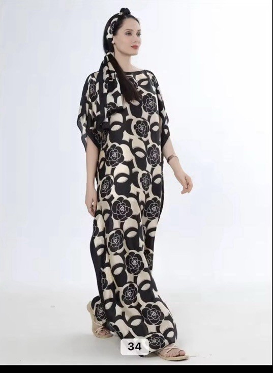 Handmade Women’s Kaftan Dress One Size Black Gold Beige Multicolor