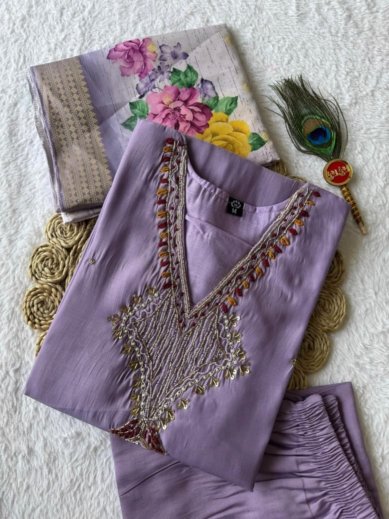 Lavender Salwar Kameez Kurti Indian Pakistani Tunic Party Wear Bollywood Dress