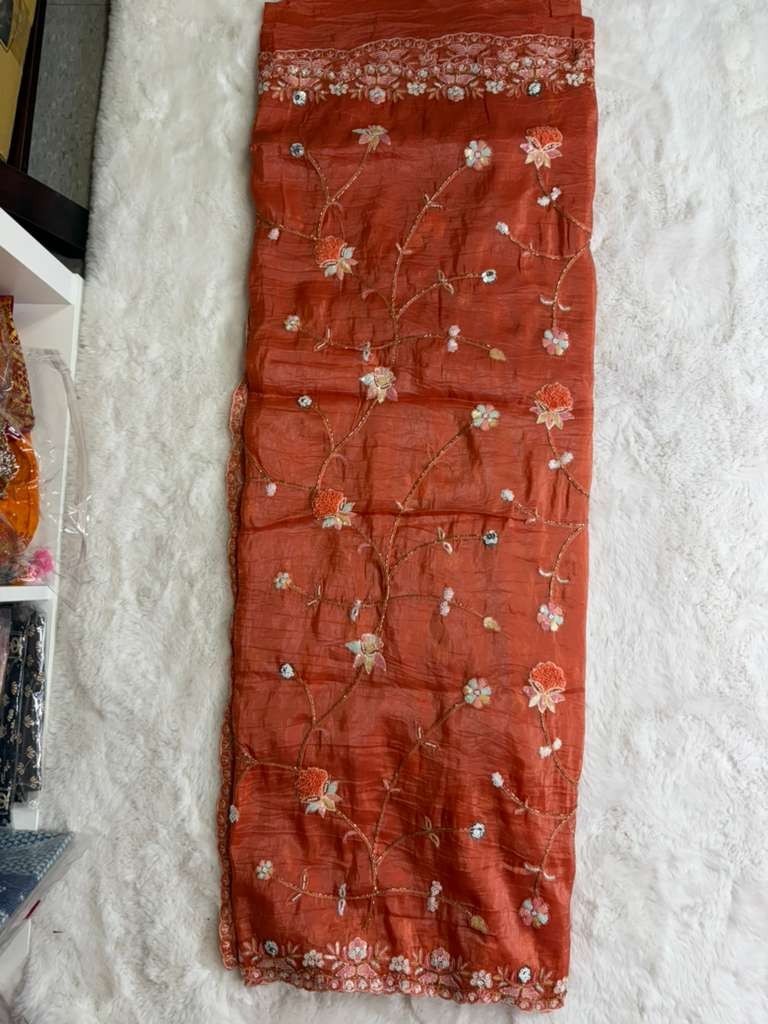 Pure tissue silk embroidery Saree